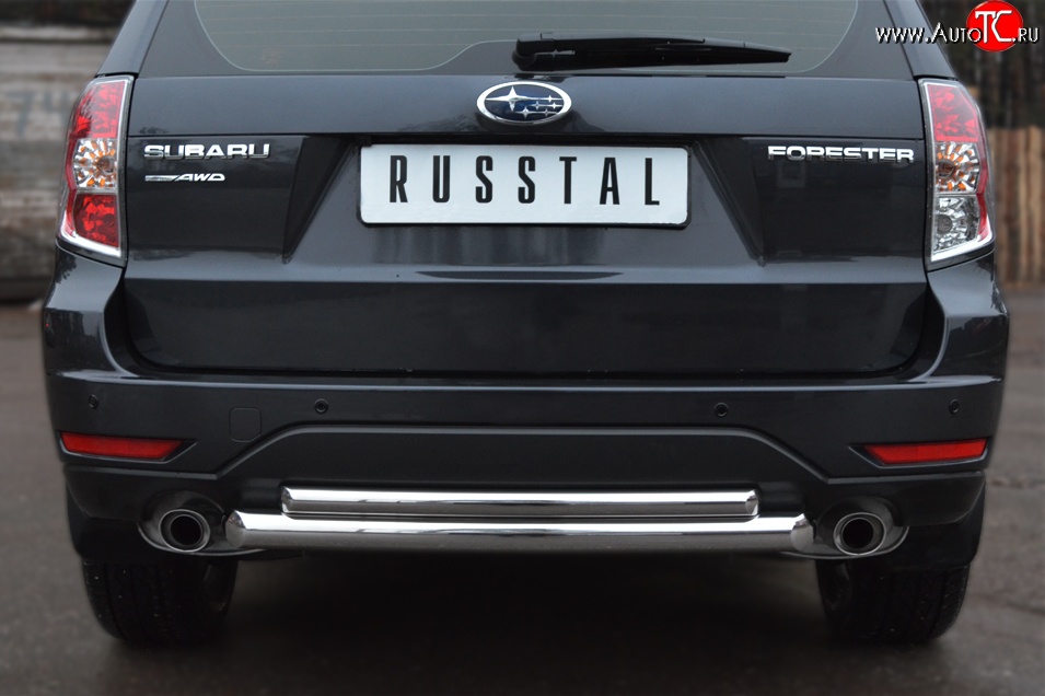 16 749 р. Защита заднего бампера (Ø63 и 42 мм, нержавейка) Russtal  Subaru Forester  SH (2008-2013)