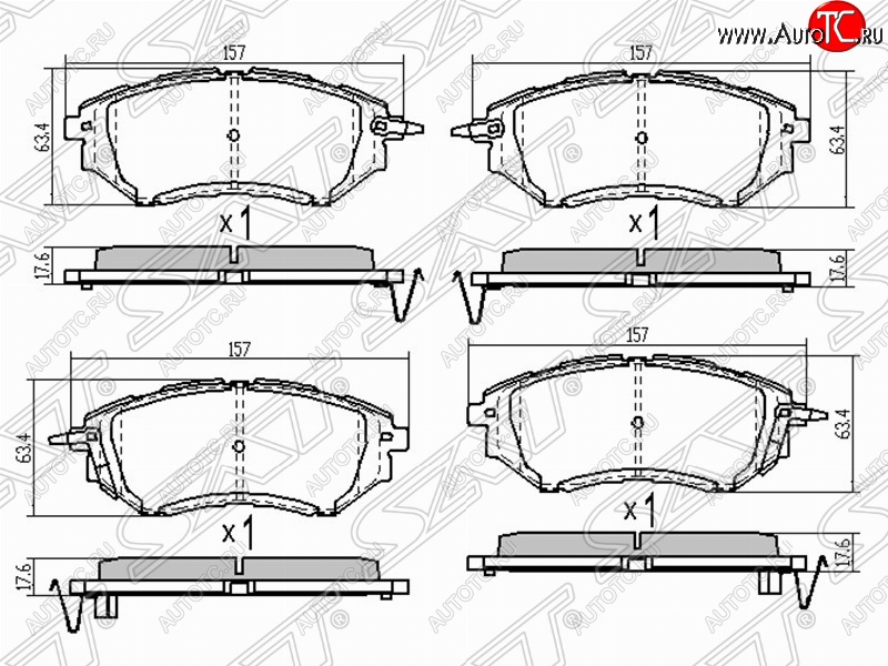 1 379 р. Колодки тормозные (передние) SAT  Subaru Legacy ( BL/B13,  BL,B13) - Tribeca