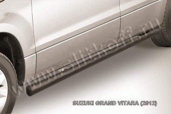 7 749 р. Защита порогов Slitkoff  Suzuki Grand Vitara  JT 5 дверей (2012-2016) (Цвет: серебристый). Увеличить фотографию 1