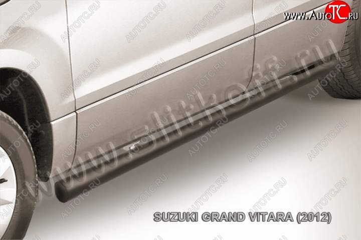 7 749 р. Защита порогов Slitkoff  Suzuki Grand Vitara  JT 5 дверей (2012-2016) (Цвет: серебристый)