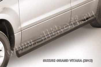 8 349 р. Защита порогов Slitkoff  Suzuki Grand Vitara  JT 5 дверей (2012-2016) (Цвет: серебристый). Увеличить фотографию 1