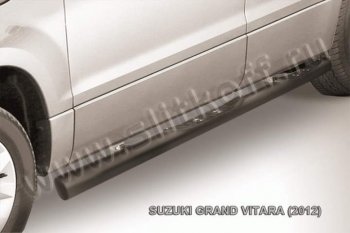 9 749 р. Защита порогов Slitkoff  Suzuki Grand Vitara  JT 5 дверей (2012-2016) (Цвет: серебристый). Увеличить фотографию 1