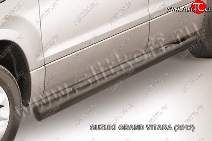 8 349 р. Защита порогов Slitkoff  Suzuki Grand Vitara  JT 5 дверей (2012-2016) (Цвет: серебристый)