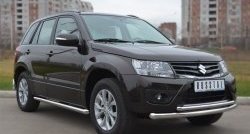 14 849 р. Защита порогов из круглой трубы диаметром 63 мм (5 дв.) Russtal Suzuki Grand Vitara JT 5 дверей 2-ой рестайлинг (2012-2016) (Защита порогов с со скосами на торцах (вариант 1)). Увеличить фотографию 4