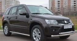 14 849 р. Защита порогов из круглой трубы диаметром 63 мм (5 дв.) Russtal Suzuki Grand Vitara JT 5 дверей 2-ой рестайлинг (2012-2016) (Защита порогов с со скосами на торцах (вариант 1)). Увеличить фотографию 8