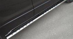 Защита порогов с круглыми вставками для ног из овальной трубы диаметром 75x42 мм (5 дв.) Russtal Suzuki Grand Vitara JT 5 дверей 2-ой рестайлинг (2012-2016)