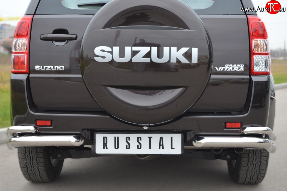 13 999 р. Защита заднего бампера (Ø63 и 42 мм, нержавейка) Russtal Suzuki Grand Vitara JT 5 дверей 2-ой рестайлинг (2012-2016)