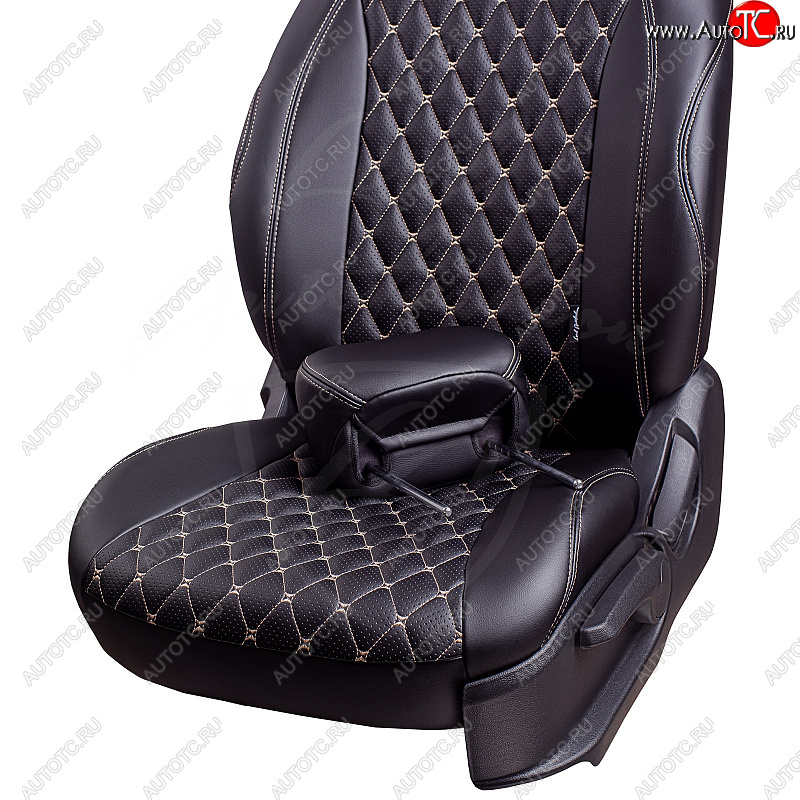 8 699 р. Чехлы для сидений Lord Autofashion Байрон (экокожа)  Suzuki Vitara  LY (2015-2024) (Черный, вставка черная, строчка бежевая)