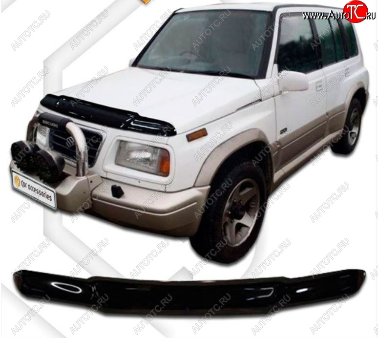 1 899 р. Дефлектор капота (1.6 л) CA-Plastiс  Suzuki Escudo  1 (1994-1997) (Classic черный, Без надписи)