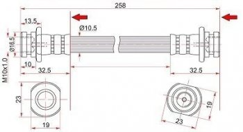 Тормозной шланг SAT (задний, левый)  Escudo  2, Grand Vitara ( FTB03 3 двери,  3TD62, TL52 5 дверей)