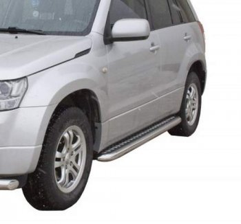 Защита порогов ТехноСфера (Техно Сфера) (нержавейка, с алюминиевым листом, d63.5 mm) Suzuki Grand Vitara JT 5 дверей дорестайлинг (2005-2008)