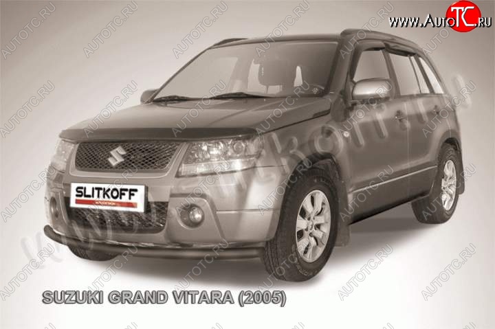 5 499 р. Защита переднего бампера Slitkoff Suzuki Grand Vitara JT 5 дверей дорестайлинг (2005-2008) (Цвет: серебристый)