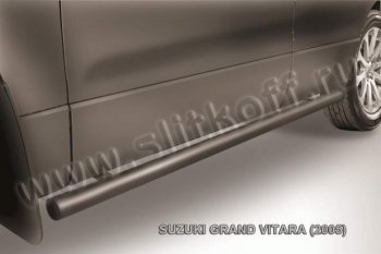 7 749 р. Защита порогов Slitkoff  Suzuki Grand Vitara  JT 5 дверей (2008-2012) (Цвет: серебристый). Увеличить фотографию 1