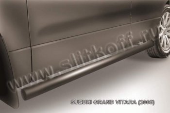 8 349 р. Защита порогов Slitkoff  Suzuki Grand Vitara  JT 5 дверей (2008-2012) (Цвет: серебристый). Увеличить фотографию 1