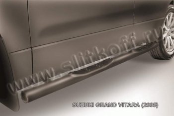 9 749 р. Защита порогов Slitkoff Suzuki Grand Vitara JT 5 дверей дорестайлинг (2005-2008) (Цвет: серебристый). Увеличить фотографию 1
