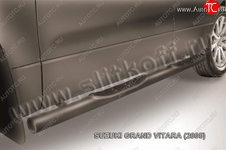 9 749 р. Защита порогов Slitkoff Suzuki Grand Vitara JT 5 дверей дорестайлинг (2005-2008) (Цвет: серебристый)