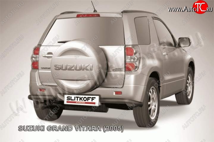 5 199 р. Защита заднего бампера (уголки d57) Slitkoff  Suzuki Grand Vitara  JT 3 двери (2005-2008) (Цвет: серебристый)
