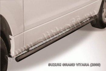 7 749 р. Защита порогов Slitkoff  Suzuki Grand Vitara  JT 3 двери (2005-2008) (Цвет: серебристый). Увеличить фотографию 1