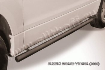 8 349 р. Защита порогов Slitkoff  Suzuki Grand Vitara  JT 3 двери (2005-2008) (Цвет: серебристый). Увеличить фотографию 1