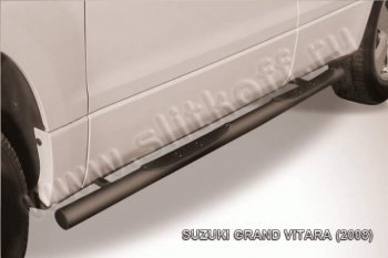 9 749 р. Защита порогов Slitkoff  Suzuki Grand Vitara  JT 5 дверей (2005-2008) (Цвет: серебристый). Увеличить фотографию 1