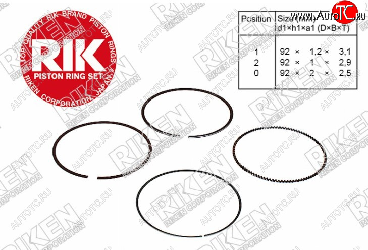 3 299 р. Комплект поршневых колец на 1 поршень RIKEN STD (J24B)  Suzuki Kizaschi - Vitara  LY
