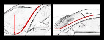 Водостоки лобового стекла Стрелка 11 Suzuki SX4 JAB, JYA хэтчбэк рестайлинг (2016-2021)  (Автомобиль с рейлингами)