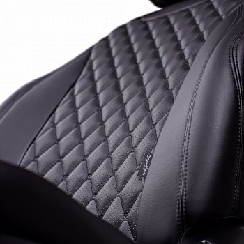 16 999 р. Чехлы для сидений Байрон (экокожа, 60/40, 3 Г-образных подголовника)  Suzuki Vitara  LY (2015-2024) (Черный, вставка черная, строчка черная). Увеличить фотографию 5
