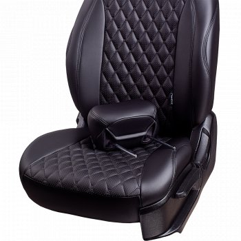 16 999 р. Чехлы для сидений Байрон (экокожа, 60/40, 3 Г-образных подголовника)  Suzuki Vitara  LY (2015-2024) (Черный, вставка черная, строчка черная). Увеличить фотографию 4