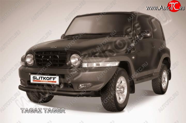 8 899 р. Защита переднего бампер Slitkoff  ТАГАЗ Tager  3d (2008-2012) (Цвет: серебристый)