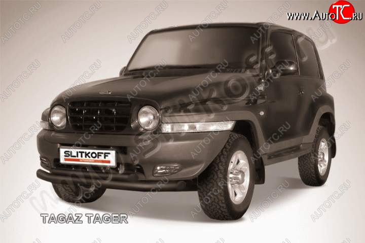 8 399 р. защита переднего бампера Slitkoff  ТАГАЗ Tager  3d (2008-2012) (Цвет: серебристый)