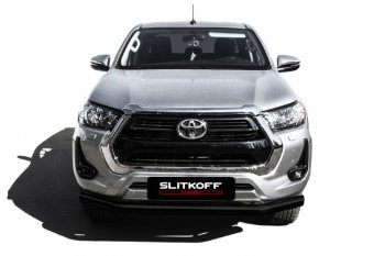 10 599 р. Защита переднего бампера Slitkoff (Ø 76 мм). Toyota Hilux AN120 1-ый рестайлинг (2017-2020) (Сталь с полимерным покрытием. Цвет: черный). Увеличить фотографию 2