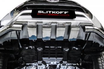 19 399 р. Защита переднего бампера Slitkoff (Ø 76+Ø 57, двойная с профильной ЗК).  Toyota Hilux  AN120 (2017-2020). Увеличить фотографию 4