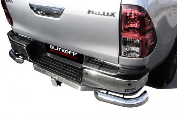 10 249 р. Защита заднего бампера Slitkoff (Ø 76 мм, уголки)  Toyota Hilux  AN120 (2017-2020) (Нержавеющая сталь). Увеличить фотографию 3