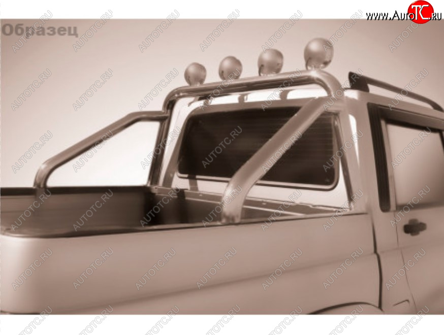 17 999 р. Защитная дуга багажника на Slitkoff (Ø 76 мм, с креплениями под ПТФ)  Toyota Hilux  AN120 (2017-2020) (Нержавеющая сталь)