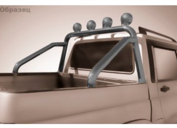 12 599 р. Защитная дуга багажника на Slitkoff (Ø 76 мм, с креплениями под ПТФ).  Toyota Hilux  AN120 (2017-2020) (Сталь с полимерным покрытием. Цвет: серебристый). Увеличить фотографию 1