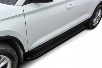 17 599 р. Пороги алюминиевые Slitkoff Toyota Hilux AN120 1-ый рестайлинг (2017-2020) (Optima Black ). Увеличить фотографию 1