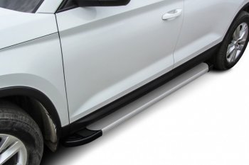 17 599 р. Пороги алюминиевые Slitkoff  Toyota Hilux  AN120 (2017-2020) (Optima Silver). Увеличить фотографию 1