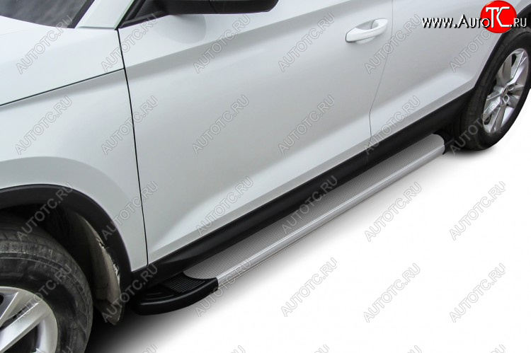 17 599 р. Пороги алюминиевые Slitkoff  Toyota Hilux  AN120 (2017-2020) (Optima Silver)