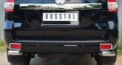 12 699 р. Защита заднего бампера (Ø76 мм уголки, нержавейка) Russtal Toyota Land Cruiser Prado J150 1-ый рестайлинг (2013-2017). Увеличить фотографию 1