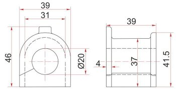Резиновая втулка заднего стабилизатора (D=20) SAT  Avensis ( T250 седан,  T250 универсал), Caldina  T240
