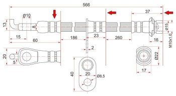 799 р. Тормозной шланг SAT (передний)  Toyota bB  1 - WILL. Увеличить фотографию 1