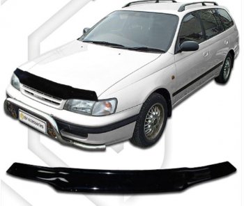 2 079 р. Дефлектор капота CA-Plastiс Toyota Caldina T190 дорестайлинг универсал (1992-1995) (Classic черный, Без надписи). Увеличить фотографию 1
