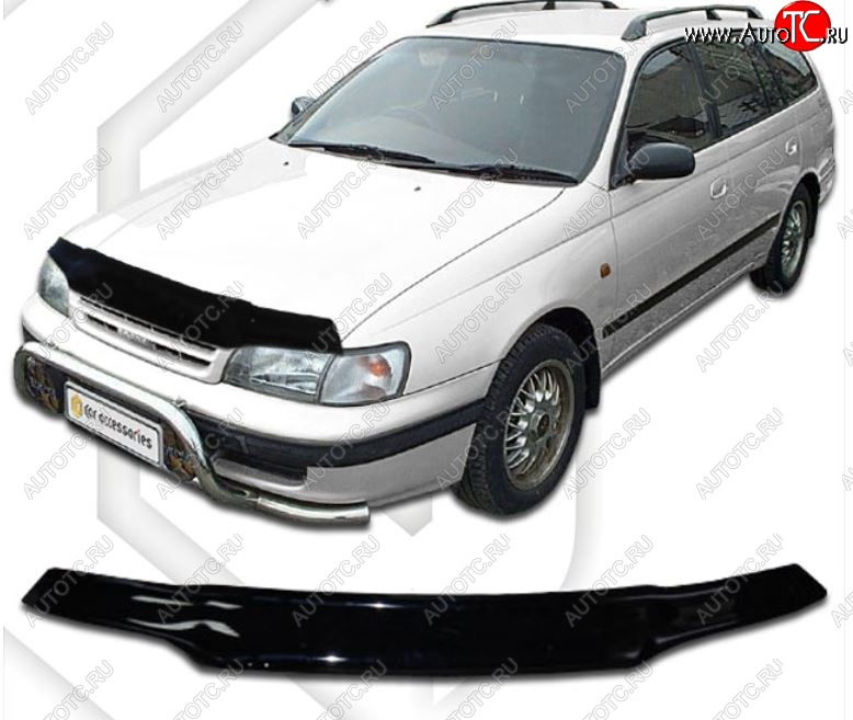 1 839 р. Дефлектор капота CA-Plastiс  Toyota Caldina  T190 (1992-1997) (Classic черный, Без надписи)