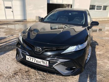 14 699 р. Накладка переднего бампера Yurol Toyota Camry XV70 дорестайлинг (2017-2021) (Неокрашенная). Увеличить фотографию 3