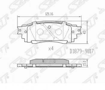 639 р. Комплект задних тормозных колодок SAT Toyota RAV4 XA50 5 дв. дорестайлинг (2018-2024). Увеличить фотографию 1