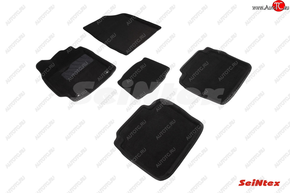4 999 р. Комплект 3D ковриков в салон (ворсовые / чёрные) Seintex Toyota Camry XV55 1-ый рестайлинг (2014-2017)
