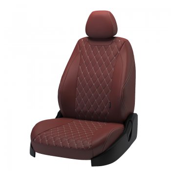 Чехлы для сидений Lord Autofashion Байрон (экокожа) Toyota (Тойота) Camry (Камри) ( XV50,  XV55) (2011-2018) XV50, XV55 дорестайлинг, 1-ый рестайлинг, 2-ой рестайлинг  (Коричневый, вставка коричневая, строчка бежевая)