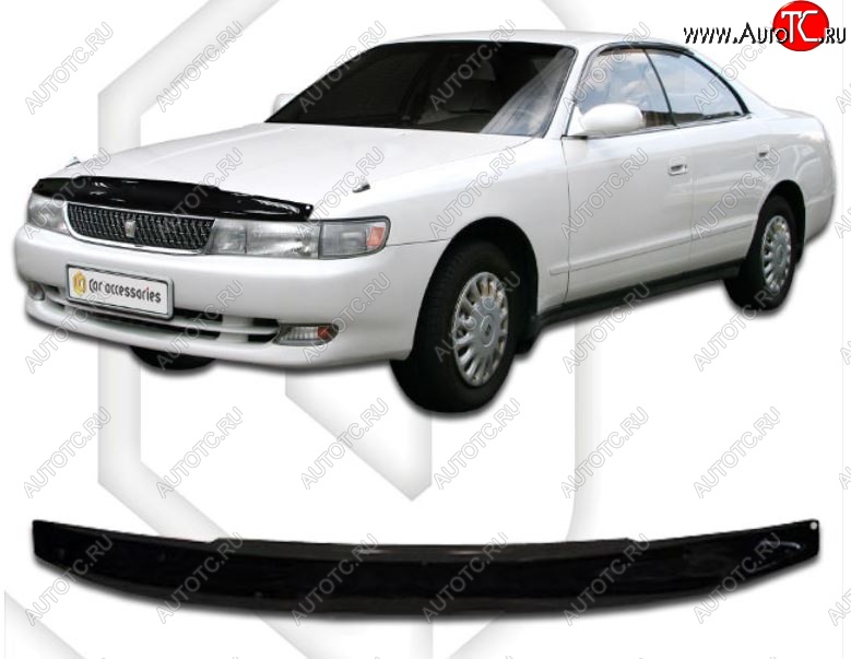 1 989 р. Дефлектор капота CA-Plastiс  Toyota Chaser (1992-1996) (Classic черный, Без надписи)