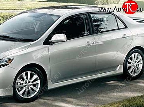 7 399 р. Пороги накладки CT Toyota Corolla E150 седан рестайлинг (2009-2013) (Неокрашенные)