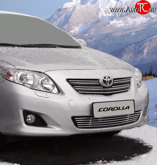 1 574 р. Декоративная вставка воздухозаборника бампера Novline Toyota Corolla E150 седан дорестайлинг (2006-2010)